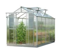 GFP Serre Picco 5 Cadre Aluminium 179 x 322 cm Panneaux en Polycarbonate de 8 mm avec Cadre de Fondation et ouvre-fenêtre Auto