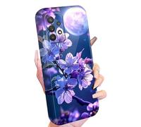 GFRGTFHYT Coque de téléphone pour Samsung Galaxy A23 5G pour filles et femmes, fine et légère, motif fleurs et lune, coque de protection intégrale en polycarbonate rigide résistant aux chocs et
