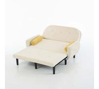 GFRYSBMQ Canapé-Lit Convertible Extraible 2 Places en Lin Gris - Loveseat avec Rangement et 2 Coussins, Chaise Longue Polyvalente Parfaite pour Salon Maison et Bureau