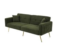 GFRYSBMQ Canapé-Lit Futon Moderne en Tissu Tapissé - Pieds en Métal et Angle du Dossier Réglable, Canapé Convertible Polyvalent Idéal pour Salon et Chambre d’Invités