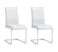 GFRYSBMQ Ensemble de 2 Chaises de Salle à Manger Modernes Premium - Dossier Haut Garnissage avec Cuir PU Synthétique et Design Rayé Transversal en Lin, Sièges Latéraux Stylés pour Salle à Manger