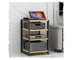GFRYSBMQ Meuble de Rangement multimédia réglable en Bois à 4/5/6 Niveaux pour Support multimédia AV d'angle avec Support stéréo pour Composants Audio et vidéo (Naturel 60 cm 23,6 Pouces)