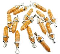 Gfsdjalkj Pendentifs hexagonaux de Quartz à Quartz de gemme Naturel de 10pcs for DIY Colliers de Fabrication de Bijoux (Metal Color : NO.34)
