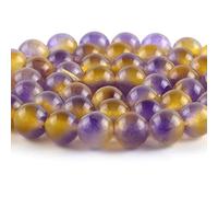 Gfsdjalkj Pierre Naturelle Ametrines Violet Jaune Crystal Pierre Perles Rondes Entretoise Perles d' espacement for Bijoux 6-10mm Bracelets de Bricolage Bijoux 15 "39cm Artisanat Fait à la Main