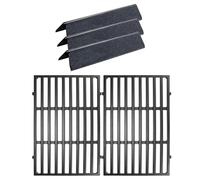 GFTIME Barre Flavorizer de 38,9 cm et grilles de cuisson de 44,5 cm pour Weber Spirit E210 E220 S210 S220 (avec boutons de brûleur avant) - Couvercle de brûleur en émail et grille de cuisson en fonte