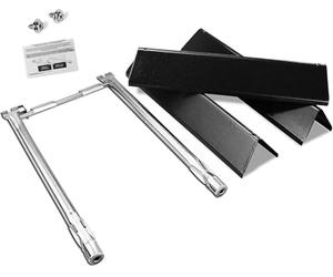 GFTIME Brûleur à gaz, acier inoxydable et plaque thermique en acier émaillé, déflecteur de chaleur de remplacement pour Weber Spirit I & II E210/220, S210, S220 (mit vorderen Brennerknöpfen)
