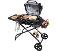 GFTIME Chariot de barbecue d'extérieur pliable pour Ninja, Traeger, Pit Boss, Blackstone