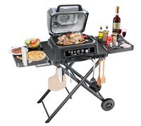 GFTIME Chariot de barbecue portable pour Weber, Ninja, Ooni, Blackstone, Nexgrill, Traeger et autres marques | Chariot de barbecue d'extérieur avec roues, tables