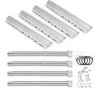 GFTIME Kit Remplacement Barbecue Gaz Universel 4 Brûleurs Tubes + 4 Diffuseurs Chaleur Réglables Inox pour Char-Broil Landmann