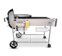 GFTIME Table de barbecue en acier inoxydable pour Weber Original Kettle, Premium, Master Touch, Jumbo Joe, barbecue au charbon de bois Performer avec support de couvercle