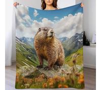 GFTTTFG Couverture Marmotte - Douce en Flannel Couvertures Convient À Toutes Les Saisons pour Voyager, Lit Ou Canapé （180×200cm）