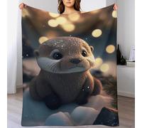 GFTTTFG Loutre Chaudes Couverture en Polaire Flannel Légères Couvertures Toutes Saisons pour Voyager, Lit Ou Canapé （140×180cm）