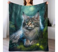 GFTTTFG Maine Coon Chat Couverture pour Adultes Et Enfants, Flannel, Couvertures Douce Et Moelleuse, pour Canapé-lit Et Sofa （140×180cm）