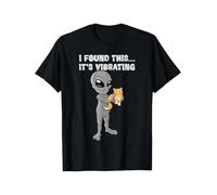 gfu6dle 100% Cotton Soft Men's I Found This... It's Vibrating Alien & Cat Graphic T-S Black 3XL