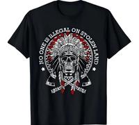 gfu6dle Native American Gift No One Illegal Stolen Land Immigration T-Shirt Black S