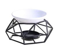 Gfullov Brûle-parfum en céramique avec porte-bougie Noir 12 x 12 x 8 cm