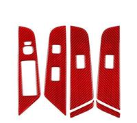 GFVFGNLNNA Autocollants En Fibre Carbone Véritable Pour Panneau Commande Lève-vitre Accessoires Moulage Intérieur Voiture Pour Toyota Pour Camry 2015 2016 2017 (Carbon Fiber Red)