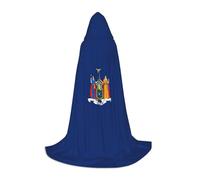 GFXEDSAH Cape à capuche avec imprimé drapeau de l'État de New York, cape médiévale avec capuche confortable, parfaite pour les jeux de rôle et les fêtes
