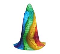 GFXEDSAH Cape à capuche avec imprimé feuille dégradé de couleurs arc-en-ciel, cape médiévale avec capuche confortable, parfaite pour les jeux de rôle et les fêtes