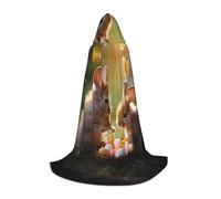 GFXEDSAH Cape à capuche avec imprimé lapin de Pâques, cape médiévale avec capuche confortable, parfaite pour les jeux de rôle et les fêtes