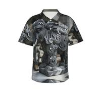 GFXEDSAH Chemise hawaïenne boutonnée à manches courtes pour homme Imprimé éléphant Sculpture éléphant, Noir , M