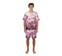 GFXEDSAH Ensemble de pyjama élégant à imprimé floral rose pour homme, parfait pour les w nds paresseux et la détente nocturne, Noir , L