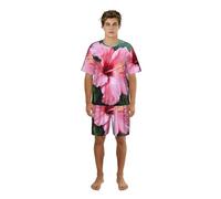 GFXEDSAH Ensemble de pyjama élégant à imprimé floral rouge hawaïen pour homme, parfait pour les w nds paresseux et la détente nocturne, Noir , 3XL