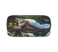 GFXEDSAH Glacier National Park Trousse à crayons élégante et fonctionnelle, petite mais spacieuse, idéale pour les voyages ou un usage quotidien, Noir , Taille unique, Trousse de maquillage