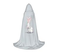GFXEDSAH Jolie cape à capuche avec imprimé lapin blanc, cape médiévale avec capuche confortable, parfaite pour les jeux de rôle et les fêtes