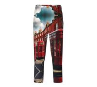 GFXEDSAH Pantalon de pyjama doux et confortable à imprimé de rue de Londres, pour les loisirs, les moments en famille et les sorties, Noir , 10-12