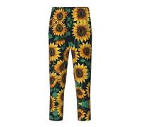 GFXEDSAH Pantalon de pyjama doux et confortable à imprimé tournesol, pour les loisirs, les moments en famille et les sorties, Noir , 10-12