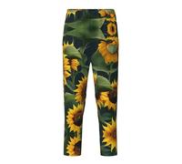 GFXEDSAH Pantalon de pyjama doux et confortable à imprimé tournesol sur le thème des plantes, pour les loisirs, les moments en famille et les sorties, Noir , XS(5-6)