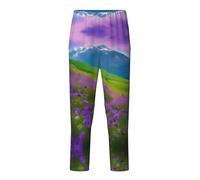 GFXEDSAH Pantalon de pyjama doux et confortable avec imprimé paysage de prairie et montagne, pour les loisirs, les moments en famille et les sorties, Noir , 10-12