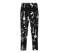 GFXEDSAH Pantalon de pyjama doux et confortable avec imprimé symboles musicaux, pour les loisirs, les moments en famille et les sorties, Noir , XS(5-6)