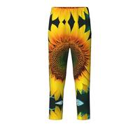 GFXEDSAH Pantalon de pyjama doux et confortable avec imprimé tournesol, pour les loisirs, les moments en famille et les sorties, Noir , S