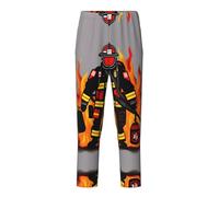 GFXEDSAH Pantalon de pyjama doux et confortable imprimé pompier pompier, pour les loisirs, les moments en famille et les sorties, Noir , L(14-16)