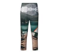 GFXEDSAH Pantalon de pyjama doux et confortable imprimé Serenity Lake pour les loisirs, les moments en famille et les sorties, Noir , 10-12