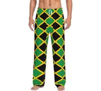 GFXEDSAH Pantalon de pyjama en flanelle imprimé drapeau de la Jamaïque pour homme, parfait pour se détendre sur le lit et le canapé, Noir , XXL