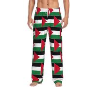 GFXEDSAH Pantalon de pyjama en flanelle imprimé drapeau de la Palestine, parfait pour se détendre sur le lit et le canapé, Noir , XXXXXL