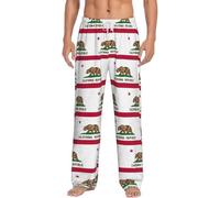GFXEDSAH Pantalon de pyjama en flanelle imprimé drapeau de l'État de Californie pour homme, parfait pour se détendre sur le lit et le canapé, Noir , M