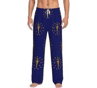 GFXEDSAH Pantalon de pyjama en flanelle imprimé drapeau de l'État de l'Indiana pour homme, parfait pour se détendre sur le lit et le canapé, Noir , M