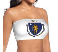GFXEDSAH Soutien-gorge sans bretelles imprimé drapeau de l'État du Massachusetts, Noir , XL