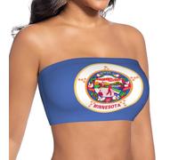 GFXEDSAH Soutien-gorge sans bretelles imprimé drapeau de l'État du Minnesota, Noir , M