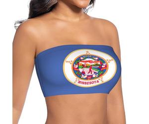 GFXEDSAH Soutien-gorge sans bretelles imprimé drapeau de l'État du Minnesota, Noir , M