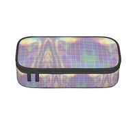 GFXEDSAH Trousse à crayons avec imprimé carré réfléchissant - Trousse à crayons en tissu Oxford multifonction, Noir , Taille unique, Étui à clé