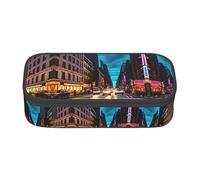 GFXEDSAH Trousse à crayons avec imprimé Streets of New York City - Trousse à crayons en tissu Oxford - Multifonction, Noir , Taille unique, Étui à clé