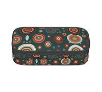GFXEDSAH Trousse à crayons avec motif floral et cercles ethniques en tissu Oxford multifonction, Noir , Taille unique, Étui à clé