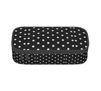 GFXEDSAH Trousse à crayons élégante et fonctionnelle avec imprimé à pois noirs et blancs, petite mais spacieuse, idéale pour les voyages ou un usage quotidien, Noir , Taille unique, Trousse de