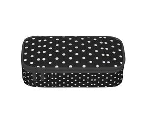 GFXEDSAH Trousse à crayons élégante et fonctionnelle avec imprimé à pois noirs et blancs, petite mais spacieuse, idéale pour les voyages ou un usage quotidien, Noir , Taille unique, Trousse de
