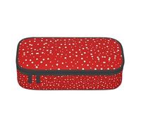 GFXEDSAH Trousse à crayons élégante et fonctionnelle avec imprimé à pois rouges et blancs, petite mais spacieuse, idéale pour les voyages ou un usage quotidien, Noir , Taille unique, Trousse de